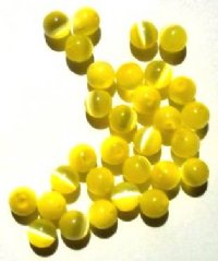 30 6mm Round Yellow Fiber Optic Cats Eye Beads